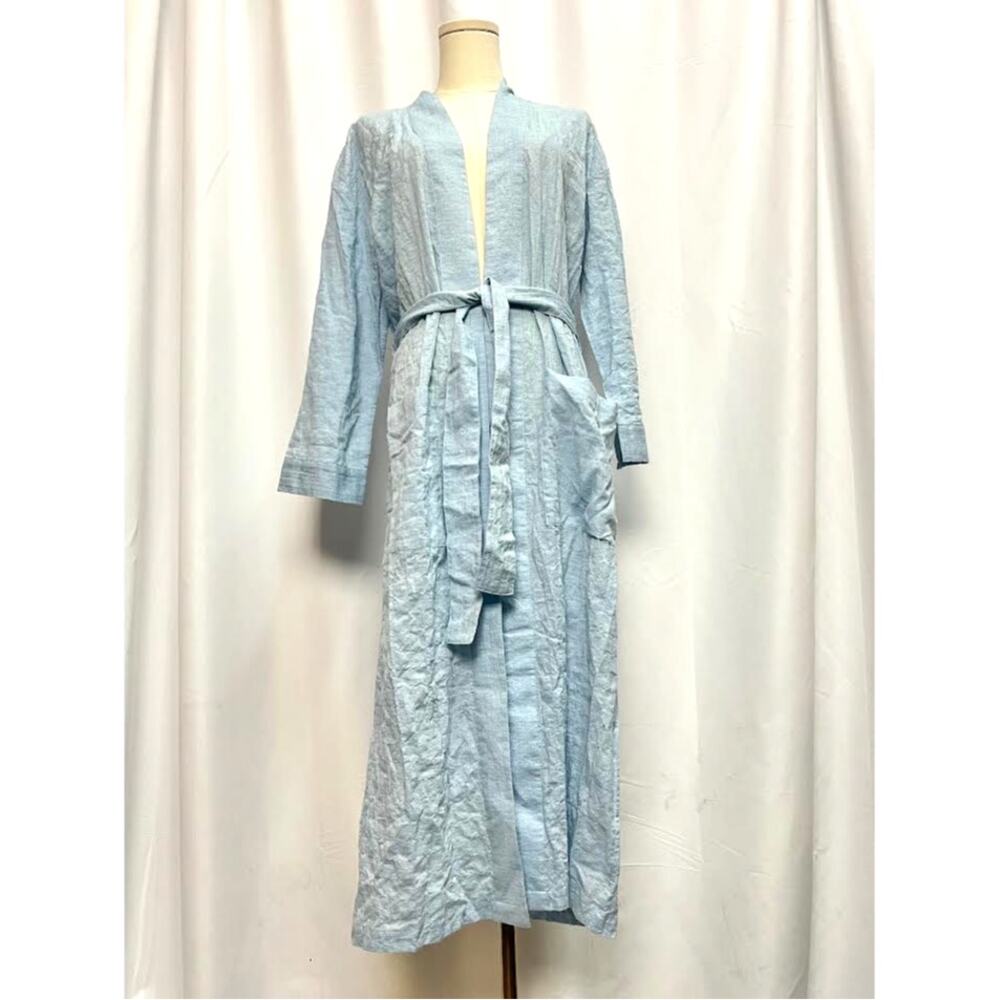 NEW!‎ POUR LES FEMMES ORGANIC COTTON LONG ROBE - LIGHT BLUE X-SMALL